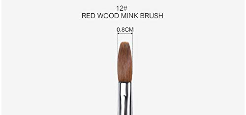 Nail Brush Kolinsky Sable Acrylic Nail Art Brush Professional Red Wooden Nail Brush (12#)
