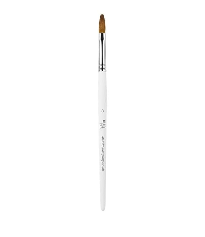 Tones Maestro Kolinsky Sculpting Brush - 100% Kolinsky Sable Hair Brush for Acrylic Nails - Ultra Precise Nail Sculpting and 3D Nail Art Brush (#8)