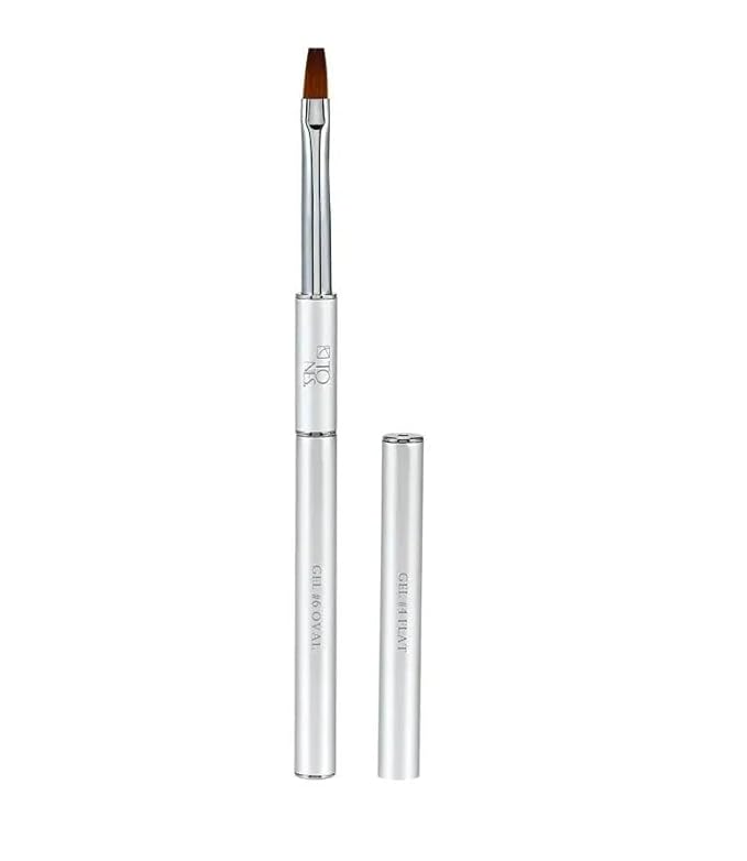Tones Twin Head Nail Art Nylon Gel Brush - 100% Kolinsky Sable Hair Brush for Acrylic Nails - Ultra Precise Nail Sculpting and 3D Nail Art Brush (#4 Flat & #6 Oval)