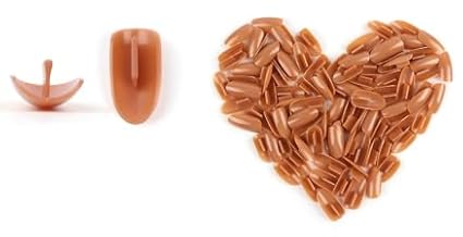 200PCS Replacement Nail Tips: Refill T-Slot Nail Tips for Acrylic Nail Practice Hand & Nail Art DIY (Brown)