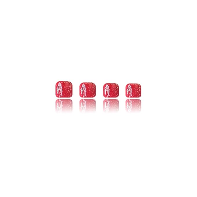 Independence Day Press on Toenails Short Square Fake Toe Nails Red Glitter False Toenails with Stripe Designs Full Cover Glossy Stick on Toenails Summer Star Glue on Toenails for Women 4th of July