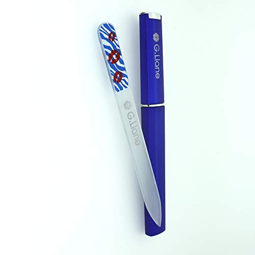 Premium Glass Nail File with Case Professional Crystal Fingernail Files Perfect Manicure Set for Women Men Kids Nail Care Gift Set(Blue)