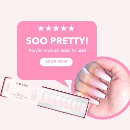Kiara Sky Press On Nails | XPRESS PRO 100% Acrylic Nails | 30-Piece Kit Includes Nail Glue, Cuticle Pusher, File & Prep Pad | Almond Short - Illumi Naughty