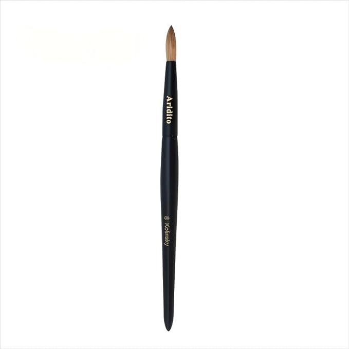 Kolinsky Round Head Acrylic Nail Art Brush Set, Black Wooden Handle, Silver Metal, Size 8 10 12 14 16 18, for Professional Manicure DIY Home Salon (8# Kolinsky)