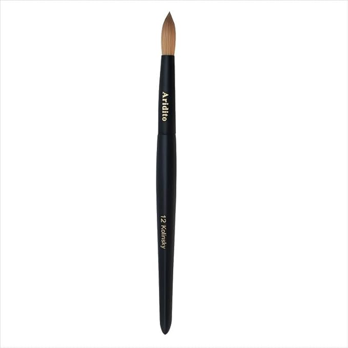 Kolinsky Round Head Acrylic Nail Art Brush Set, Black Wooden Handle, Silver Metal, Size 8 10 12 14 16 18, for Professional Manicure DIY Home Salon (12# Kolinsky)