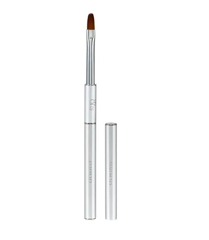 Tones Twin Head Nail Art Nylon Gel Brush - 100% Kolinsky Sable Hair Brush for Acrylic Nails - Ultra Precise Nail Sculpting and 3D Nail Art Brush (#4 Flat & #6 Oval)