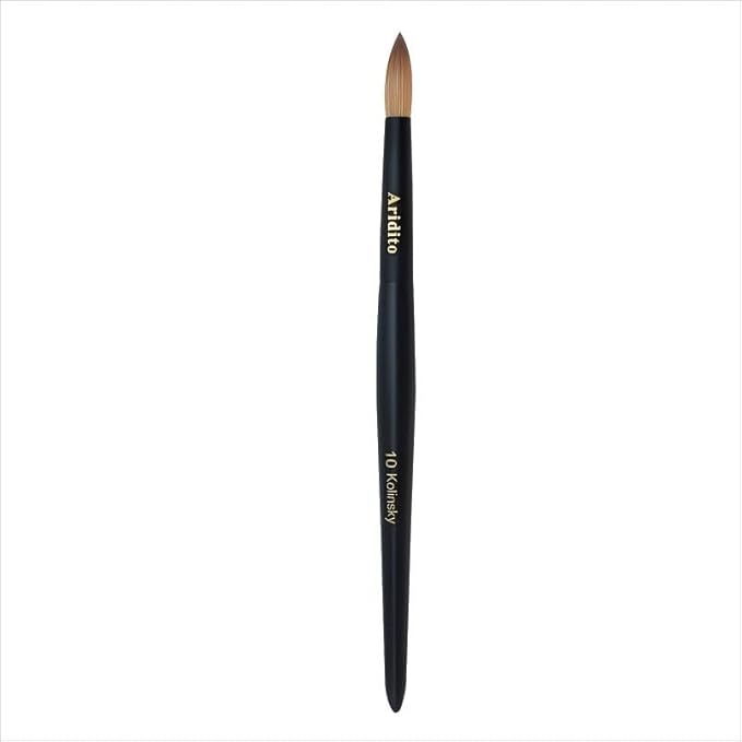 Kolinsky Round Head Acrylic Nail Art Brush Set, Black Wooden Handle, Silver Metal, Size 8 10 12 14 16 18, for Professional Manicure DIY Home Salon (10# Kolinsky)