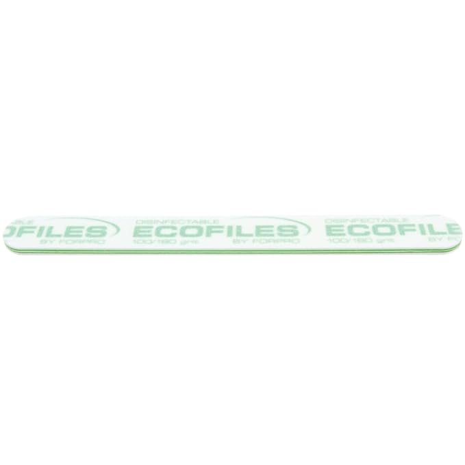 ForPro Professional Collection ECOFILES Eco-Friendly Foam Boards, Green, 100/180 Grit, Double-Sided Manicure and Pedicure Nail Files, 7” L x .75” W, 20-Count