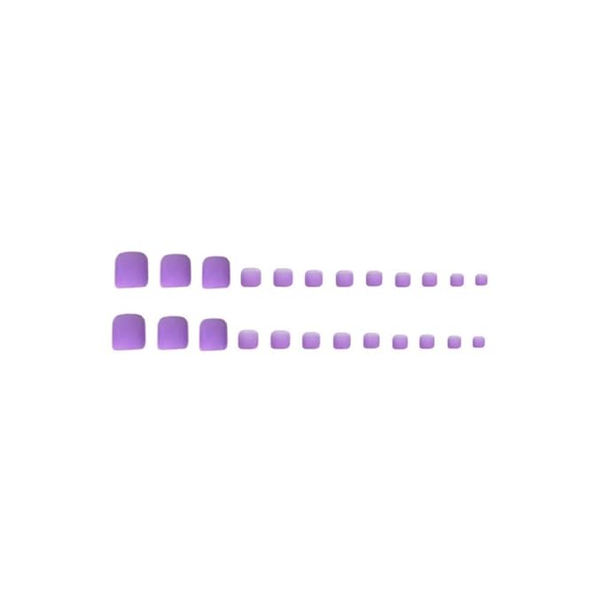 48Pcs Medium Square Press on Nails Short Square Press on Toenails Purple French Tips Fake Nails with Crocodile Design Glossy Lilac False Toenails Reusable Summer False Nails for Women Girls Manicure