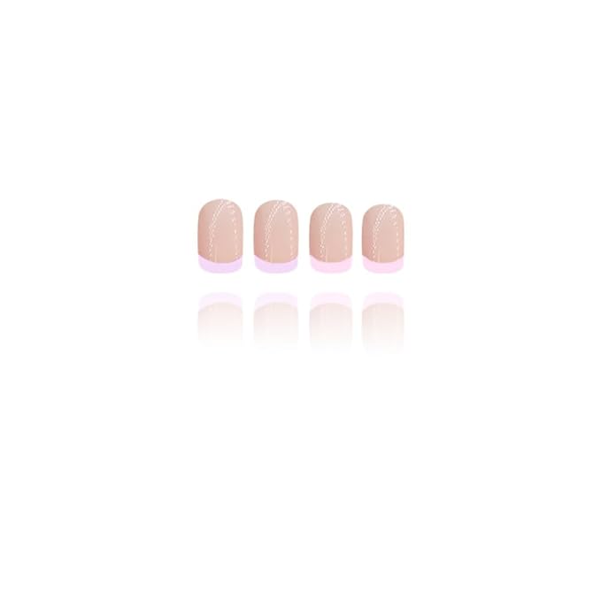 Press on Nails Square Short Short Fake Nails Press ons Multicolor French Nail Tips Artificial Acrylic Kit Full Cover False Nails with Glossy Design Stick on Nails for Women 24Pcs