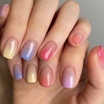 Curvlife Short Square Press On Nails Candy Colours Fake Nails Tips Design Glossy Acrylic Nails Stick On Nails Tips Glue On Nails For Women