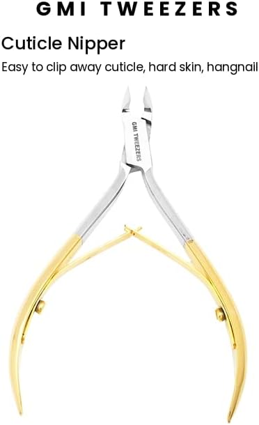 GMI-TWEEZERS - Professional Cuticle Remover, Cuticle Pusher And Cuticle Trimmer - Manicure Tool Cuticle Nippers - Durable Cuticle Cutter For Finger And Nail - Instant Cuticle Kit (Gold)