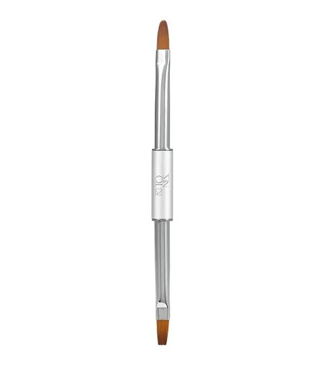 Tones Twin Head Nail Art Nylon Gel Brush - 100% Kolinsky Sable Hair Brush for Acrylic Nails - Ultra Precise Nail Sculpting and 3D Nail Art Brush (#4 Flat & #6 Oval)