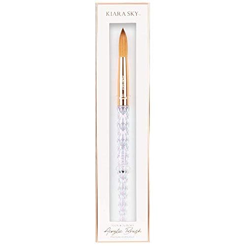 Kiara Sky Acrylic Brush #14 - Clear | 100% Pure Kolinsky | Crystal Cut Handle and Acetone Resistant