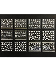 ALLYDREW 50 Sheets White Flowers & Bows with Gold Rhinestone Nail Stickers Nail Art 3D Nail Decals
