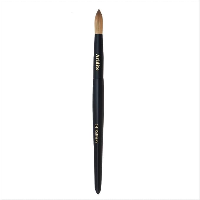 Kolinsky Round Head Acrylic Nail Art Brush Set, Black Wooden Handle, Silver Metal, Size 8 10 12 14 16 18, for Professional Manicure DIY Home Salon (14# Kolinsky)
