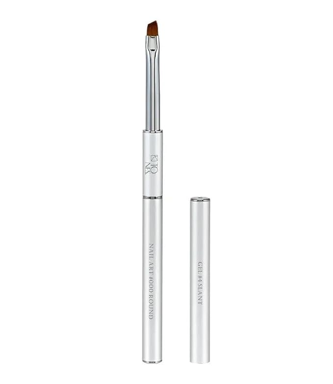 Tones Twin Head Nail Art Nylon Gel Brush - 100% Kolinsky Sable Hair Brush for Acrylic Nails - Ultra Precise Nail Sculpting and 3D Nail Art Brush best for Salon & Home (#4 Flat & #000 Round)