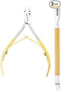 GMI-TWEEZERS - Professional Cuticle Remover, Cuticle Pusher And Cuticle Trimmer - Manicure Tool Cuticle Nippers - Durable Cuticle Cutter For Finger And Nail - Instant Cuticle Kit (Gold)