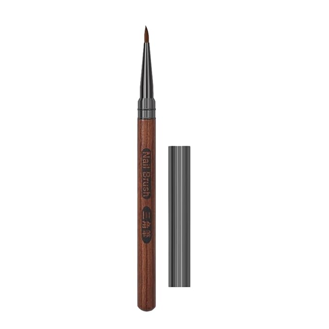 FRCOLOR Sandalwood Handle Manicure Pen with Cap Ergonomic Triangular Nail Art Brush for Precise Embossing and Painting Diy Nail Designs