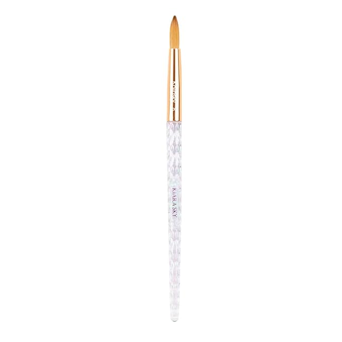 Kiara Sky Acrylic Brush #8 - Clear | 100% Pure Kolinsky | Crystal Cut Handle and Acetone Resistant