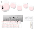 Semi Cured Gel Nail Strips – 32 Pcs Gel Pedicure Stickers - UV Nail Wraps for Toenails, Easy Application, Long Lasting, Salon Quality & UV Light Required - French Pedicure