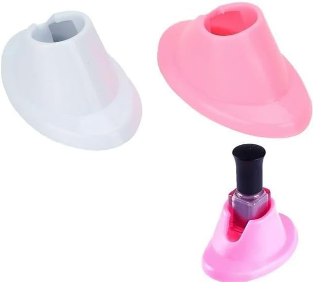 2Pcs Soft Rubber Nail Polish Bottle Holder - Anti-Spill Nail Art Organizer & Display - Salon Professional Manicure Tools (Pink,White)