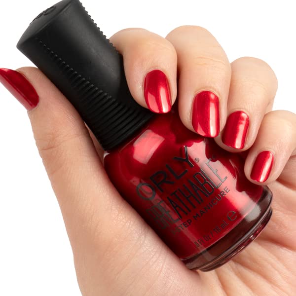 Orly Breathable Nail Polish 'Cran-Barley Believe It | Candy Apple Red Shimmer Nail Lacquer and Treatment 0.6 fl oz