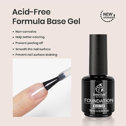 Beetles 3PCS Blooming Gel Nail Polish & No Wipe Base Top Coat Set, 15ML Shine Finish Long Lasting Top Base Gel Spreading Marble Effect Soak off UV LED Nail Art Gifts for Women Diy at Home