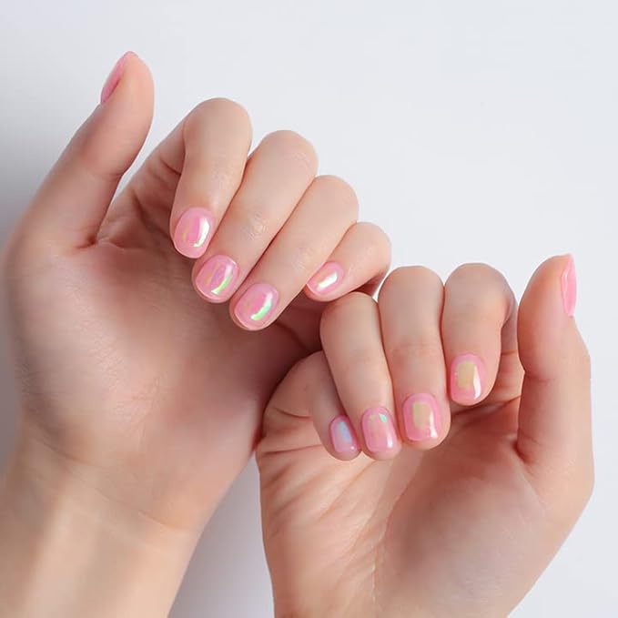 Dashing Diva Glaze Nail Strips - Pink Dew | Works with Any LED Nail Lamp | Long Lasting, Chip Resistant, Semicured Gel Nail Strips | Contains 34 Salon Quality Nail Wraps, 1 Prep Pad, 1 Nail File