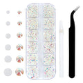 4240Pcs Transparent Ab Flatback Rhinestones 6 Sizes Crystal Diamonds for Nail Art Crafts Clothes Shoes with Tweezers and Picking Pen
