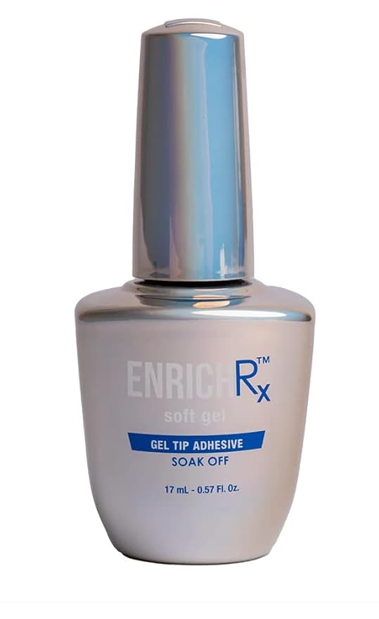 KUPA EnrichRx Soft Gel Tip Adhesive, Soak-Off Nail Tip Glue, Pre-Roughened Soft Gel Tip System, Quick Cure, Long-Lasting Wear, 0.57 fl oz