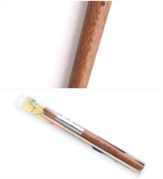 KADS Nail Acrylic Brush Kolinsky Nail Extension Brush Oval Crimped Shaped Sturdy Wooden Handle Acrylic Powder Nail Art Brush Professional Manicure Pedicure (12#)