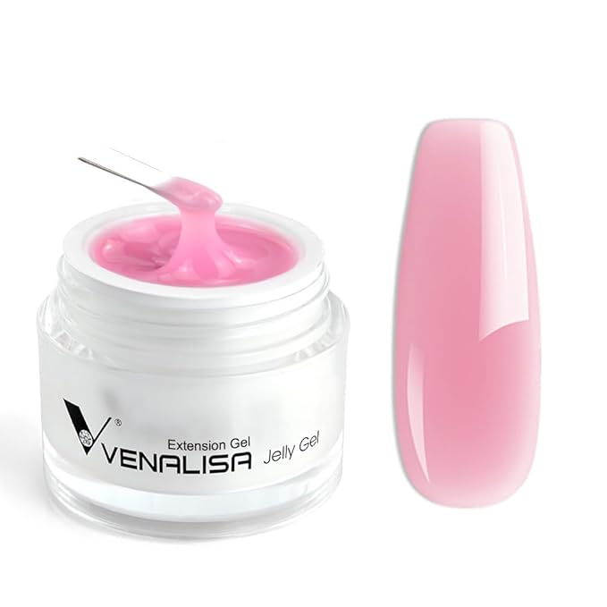 VENALISA Hard Gel for Nails, 50ml Jelly Pink Builder Nail Gel Extension Jelly Strengthener Polygel Nail Art Manicure