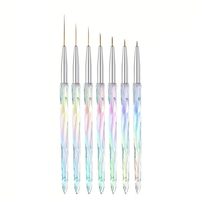 7Pcs Liner Brushes for Nails, Size 5/7/9/11/15/20/25mm Nail Liner Brush Set, Fine Liner Nail Art Brushes, Professional Gel Polish Painting Design Pen for Thin Long Lines, Tiny Details & Fine Drawing