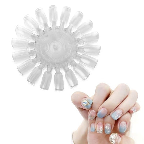 10 Pcs Transparent 18 Tips Display Plastic Nail Art Polish Palette Wheels False Nail Art Tips Practice Display Board Deft and Professional, Practice Nail Tips, Nail Art and Polish