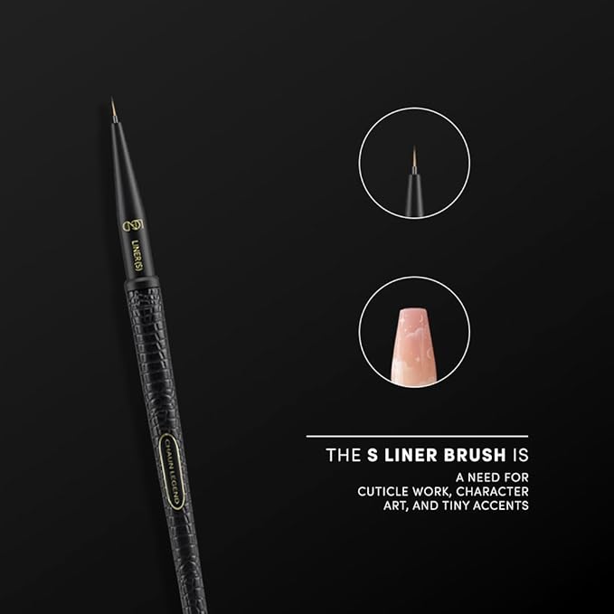 Chaun Legend Nail Art Brush - S Liner (for French tips, seamless ombré fades, clean line work, or 3D art)