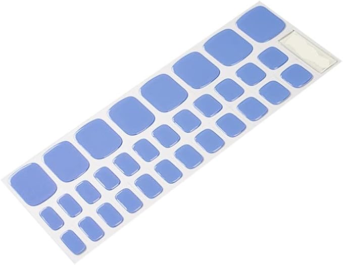 Semi Cured Gel Nail Strips – 32 Pcs Gel Pedicure Stickers - UV Nail Wraps for Toenails, Easy Application, Long Lasting, Salon Quality & UV Light Required - Blue Sky P