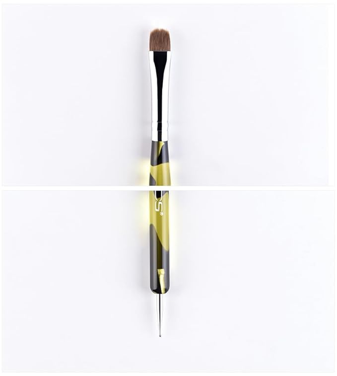 KADS Acrylic Sable Brush 2 Way French Nail Brush Professional French Manicure Clean-up Brush Nail Art Brush Nail Dotting Pen (Size 4)