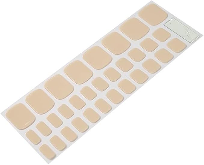 Semi Cured Gel Nail Strips – 32 Pcs Gel Pedicure Stickers - UV Nail Wraps for Toenails, Easy Application, Long Lasting, Salon Quality & UV Light Required - Light Brown P