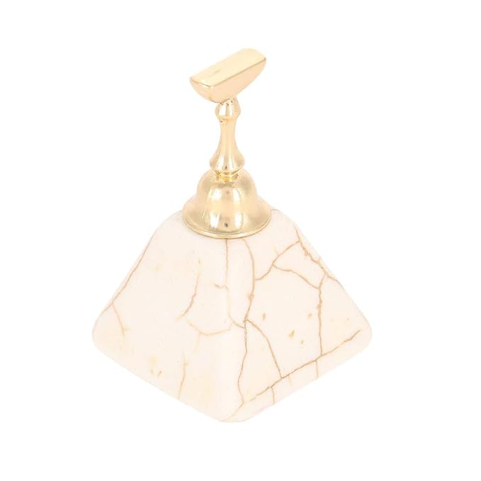 Magnetic Nail Tip with Nail Art Practice Stand Base - Alloy Magnets Holder/ Marble Base for Nail Art Display 5+1Pcs (Beige)