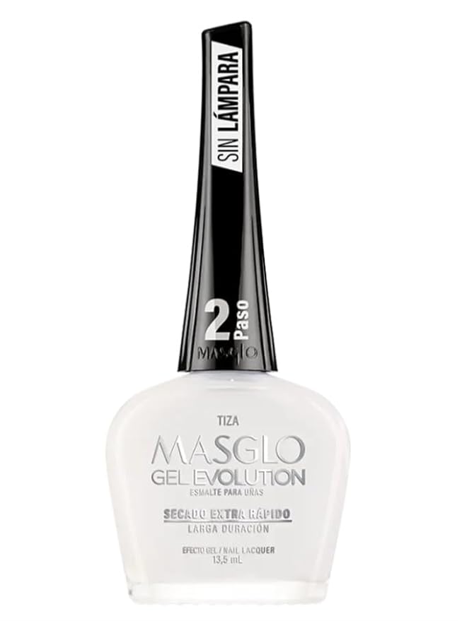 MASGLO GEL EVOLUTION Nail Polish Gel Effect, No UV/Led Lamp Required, Duration up to 12 day, 3 PCs Colors - Effecto Gel sin lampara UV/Led, duracion hasta 12 dias (TIZA, HUMANA, REBELDE)