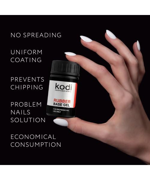 Kodi Professional SET 2in1 Rubber BASE 14ml. (0.49oz) + Rubber TOP 14ml. (0.49oz) Gel LED/UV Nail Polish Coat Soak Off Original