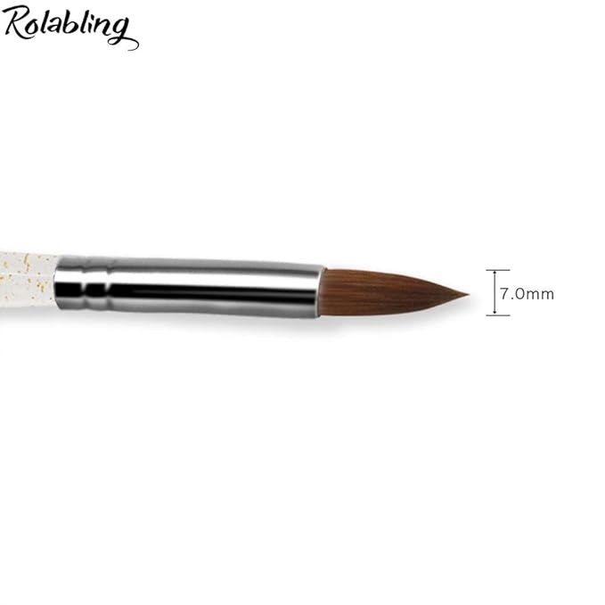 Size 8# Black 100% Kolinsky Sable Acrylic Nail Art Brushes UV Gel Nail Painting Pen Brushes (Size 8)