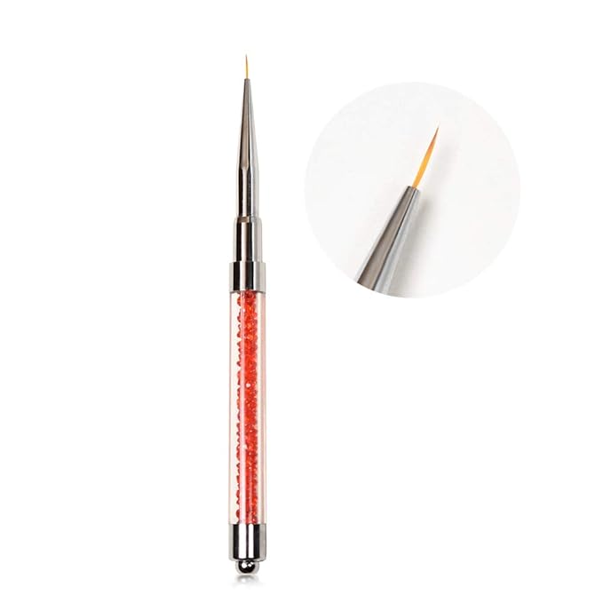 KADS Acrylic Brush Nail Art Brush Rhinestone Powder Brush Acrylic Clear Handle Nail Art Design Paint Pen Manicure Tool for Nails Sculpting (Red)