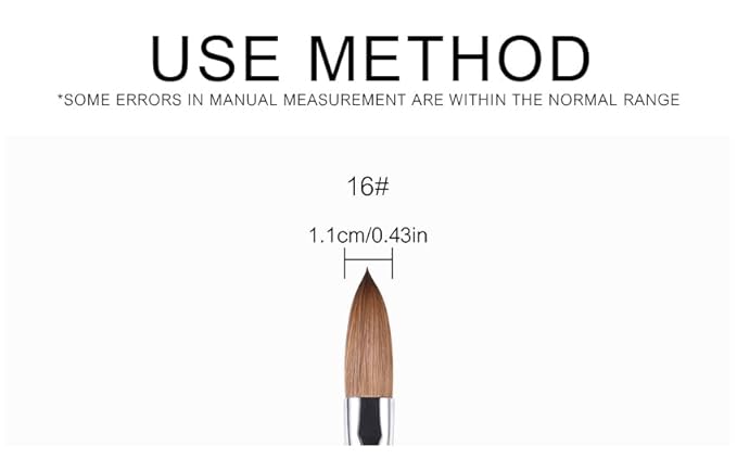 Size 16# Black 100% Kolinsky Sable Acrylic Nail Art Brushes UV Gel Nail Painting Pen Brushes (Size 16)