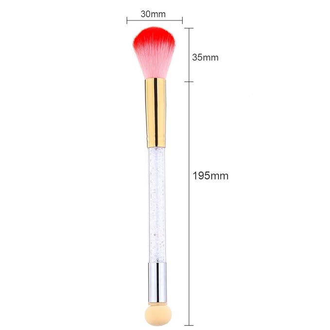 SILPECWEE 1Pc Double Head Acrylic Nail Art Brush Nail Gradient Shading Pen Nail Dust Remover Powder Cleaner Brushes Manicure Design Tool