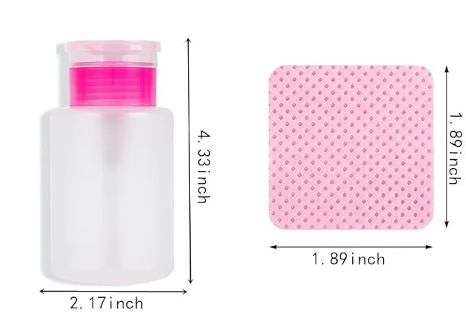 600 PCS Lint Free Nail Wipes,Non-Woven Fabric Nail Cleaning Pads Lash Extensions Glue Cleaning Wipes,accompanied by 1 Empty Pump-Style Bottle Dispenser Nail Care Set (Pink)