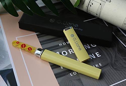 Premium Glass Nail File with Case Professional Crystal Fingernail Files Perfect Manicure Set for Women Men Kids Nail Care Gift Set(Yellow)