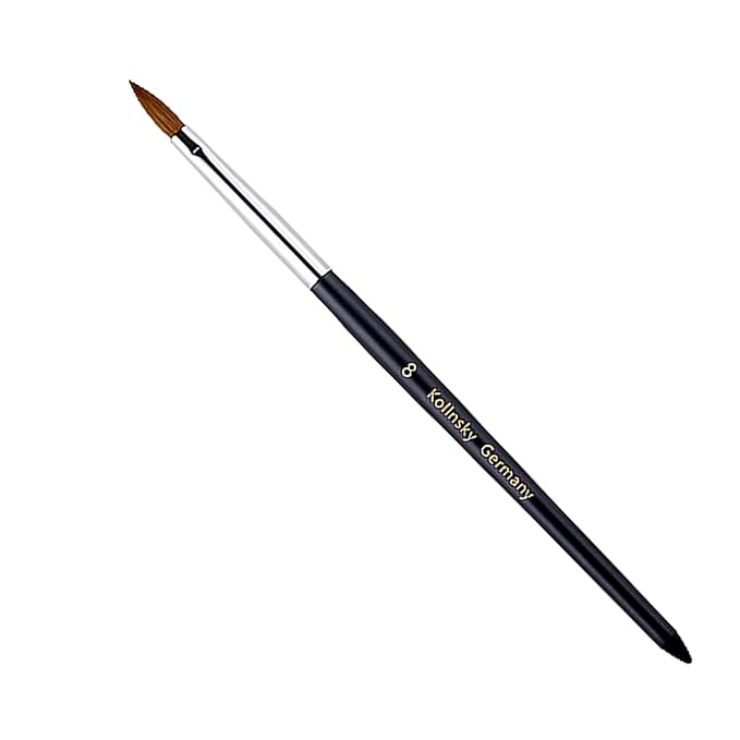 Acrylic Nail Brush Size 8#, 100% Pure Kolinsky Hair Acrylic Black with Silver Ferrule Round Shaped for Women Girls Manicure Tools Accessories