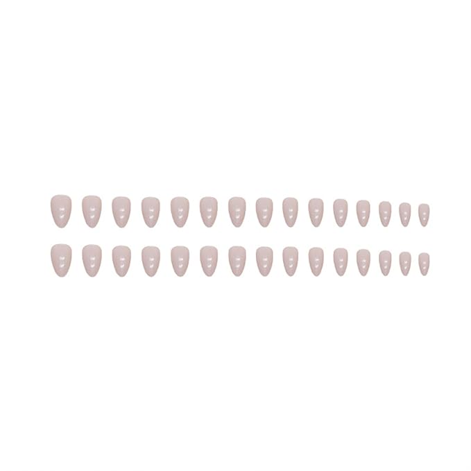 Press on Nails Short Almond Fake Nails Nude Pink False Nails Acrylic Glossy Full Cover Glue on Nails Press ons Cute Artificial Stick on Nails for Women Manicure 24 Pcs
